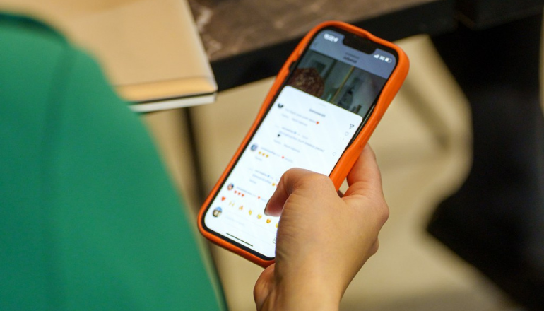 Person holding a smartphone